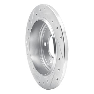 Chrysler Concorde Brake Rotor (1) - Rear Right - R1 Concepts - Drilled & Slotted - Silver - `93-`04